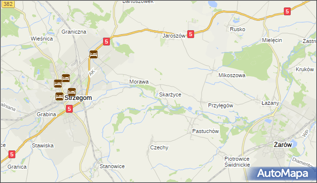 mapa Skarżyce gmina Strzegom, Skarżyce gmina Strzegom na mapie Targeo