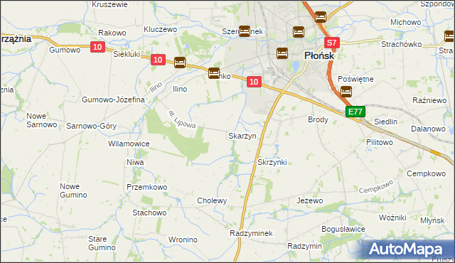 mapa Skarżyn gmina Płońsk, Skarżyn gmina Płońsk na mapie Targeo