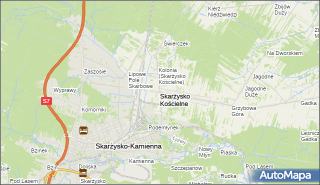 mapa Skarżysko Kościelne, Skarżysko Kościelne na mapie Targeo