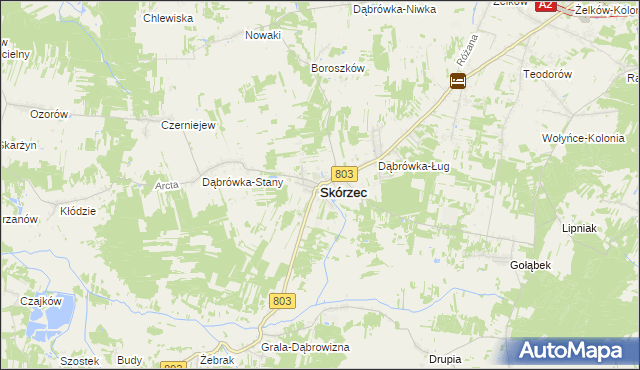 mapa Skórzec powiat siedlecki, Skórzec powiat siedlecki na mapie Targeo