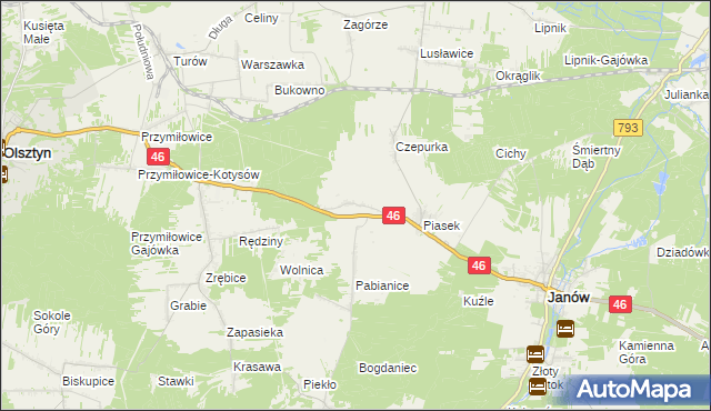 mapa Skowronów gmina Janów, Skowronów gmina Janów na mapie Targeo