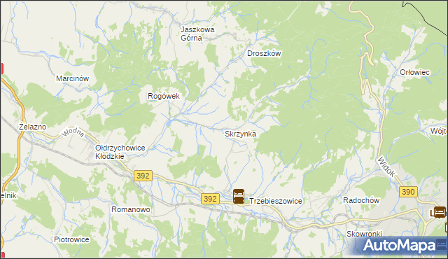 mapa Skrzynka gmina Lądek-Zdrój, Skrzynka gmina Lądek-Zdrój na mapie Targeo