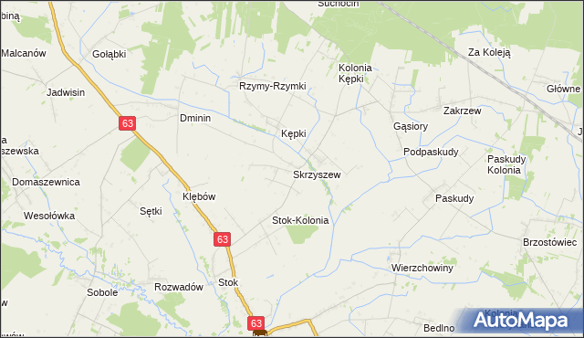mapa Skrzyszew, Skrzyszew na mapie Targeo