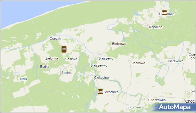 mapa Słajszewo, Słajszewo na mapie Targeo