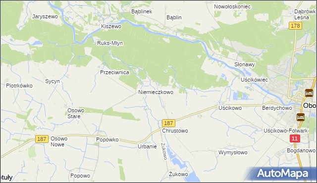 mapa Sławienko gmina Oborniki, Sławienko gmina Oborniki na mapie Targeo