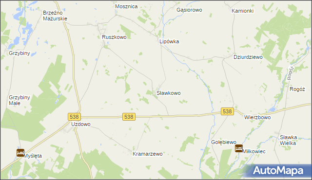 mapa Sławkowo gmina Działdowo, Sławkowo gmina Działdowo na mapie Targeo
