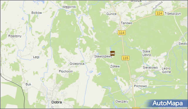 mapa Sławoszewo gmina Dobra (Szczecińska), Sławoszewo gmina Dobra (Szczecińska) na mapie Targeo