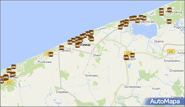 mapa Śliwin, Śliwin na mapie Targeo