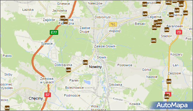 mapa Słowik gmina Sitkówka-Nowiny, Słowik gmina Sitkówka-Nowiny na mapie Targeo