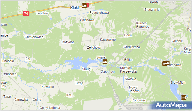 mapa Słupia gmina Kluki, Słupia gmina Kluki na mapie Targeo