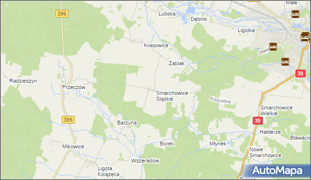 mapa Smarchowice Śląskie, Smarchowice Śląskie na mapie Targeo