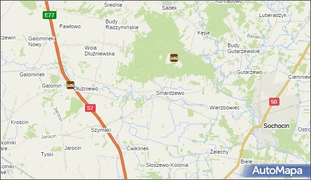mapa Smardzewo gmina Sochocin, Smardzewo gmina Sochocin na mapie Targeo