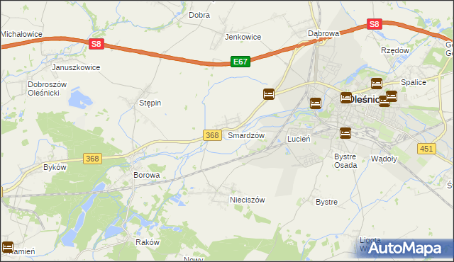 mapa Smardzów gmina Oleśnica, Smardzów gmina Oleśnica na mapie Targeo