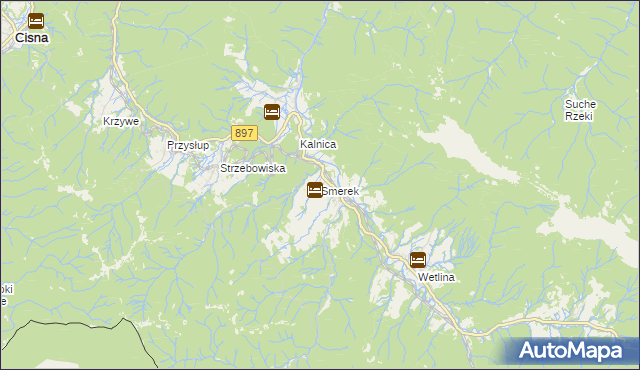 mapa Smerek, Smerek na mapie Targeo