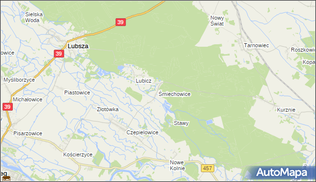 mapa Śmiechowice gmina Lubsza, Śmiechowice gmina Lubsza na mapie Targeo