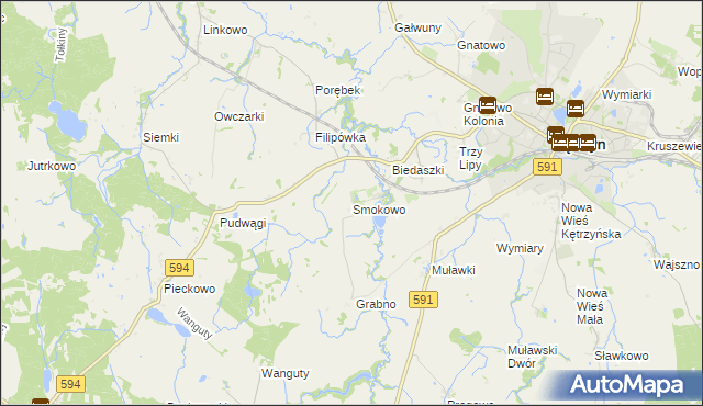 mapa Smokowo gmina Kętrzyn, Smokowo gmina Kętrzyn na mapie Targeo