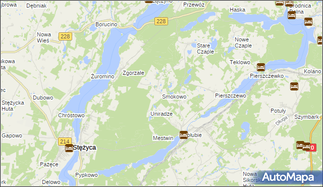 mapa Smokowo gmina Stężyca, Smokowo gmina Stężyca na mapie Targeo