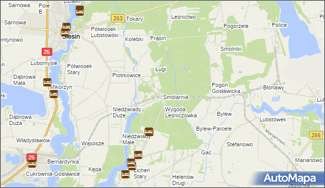 mapa Smolarnia gmina Ślesin, Smolarnia gmina Ślesin na mapie Targeo