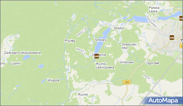 mapa Smolarnia gmina Trzcianka, Smolarnia gmina Trzcianka na mapie Targeo