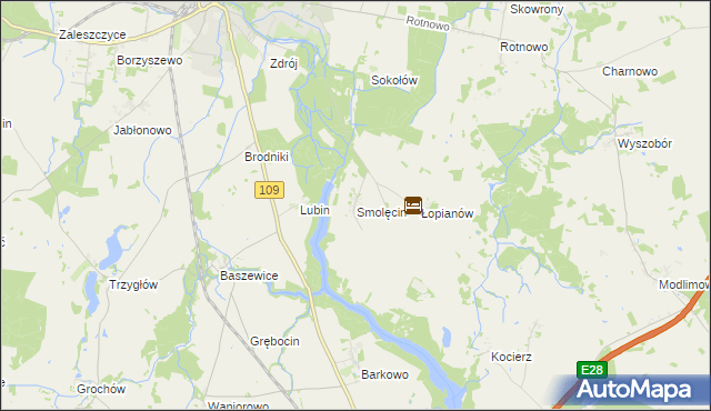 mapa Smolęcin gmina Gryfice, Smolęcin gmina Gryfice na mapie Targeo