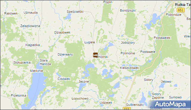 mapa Smolniki gmina Rutka-Tartak, Smolniki gmina Rutka-Tartak na mapie Targeo