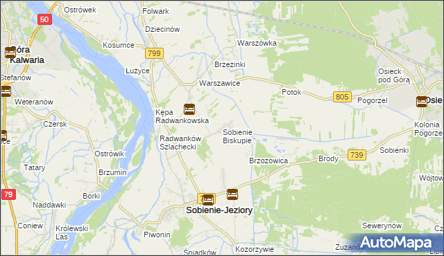 mapa Sobienie Biskupie, Sobienie Biskupie na mapie Targeo