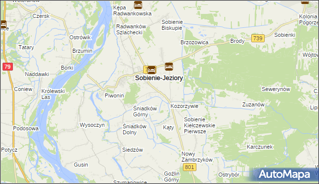 mapa Sobienie Kiełczewskie Drugie, Sobienie Kiełczewskie Drugie na mapie Targeo