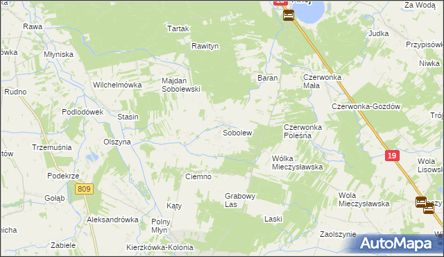 mapa Sobolew gmina Firlej, Sobolew gmina Firlej na mapie Targeo