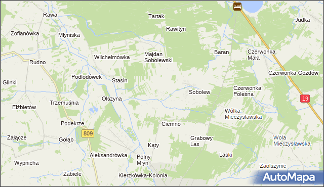 mapa Sobolew-Kolonia, Sobolew-Kolonia na mapie Targeo