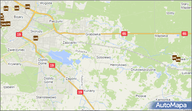 mapa Sobolewo gmina Supraśl, Sobolewo gmina Supraśl na mapie Targeo