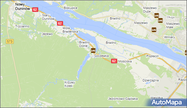 mapa Soczewka gmina Nowy Duninów, Soczewka gmina Nowy Duninów na mapie Targeo