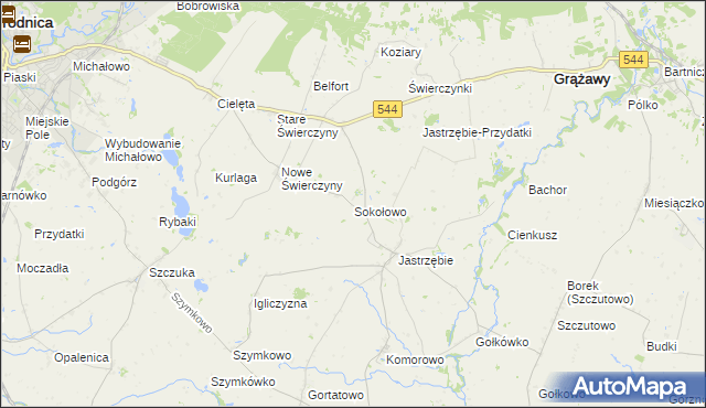 mapa Sokołowo gmina Bartniczka, Sokołowo gmina Bartniczka na mapie Targeo