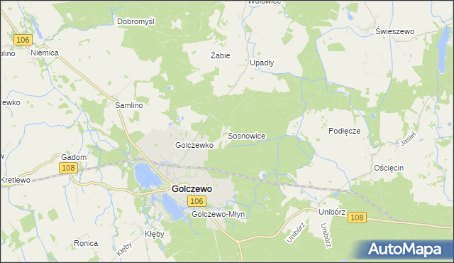 mapa Sosnowice gmina Golczewo, Sosnowice gmina Golczewo na mapie Targeo