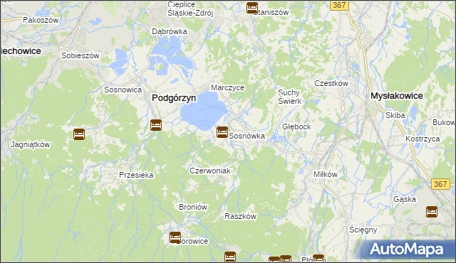 mapa Sosnówka gmina Podgórzyn, Sosnówka gmina Podgórzyn na mapie Targeo