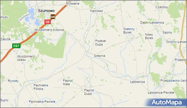 mapa Srebrna gmina Szumowo, Srebrna gmina Szumowo na mapie Targeo