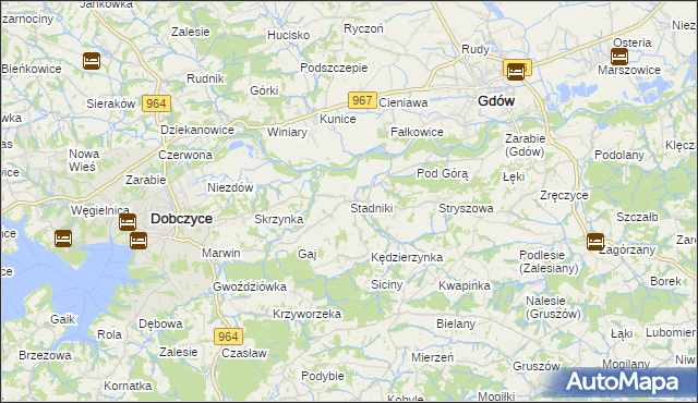 mapa Stadniki gmina Dobczyce, Stadniki gmina Dobczyce na mapie Targeo