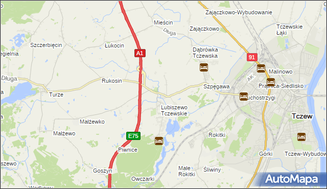 mapa Stanisławie gmina Tczew, Stanisławie gmina Tczew na mapie Targeo