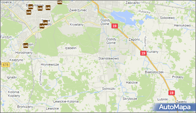 mapa Stanisławowo gmina Juchnowiec Kościelny, Stanisławowo gmina Juchnowiec Kościelny na mapie Targeo