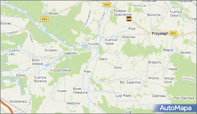 mapa Stany gmina Przystajń, Stany gmina Przystajń na mapie Targeo