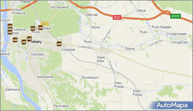 mapa Stara Wieś gmina Końskowola, Stara Wieś gmina Końskowola na mapie Targeo