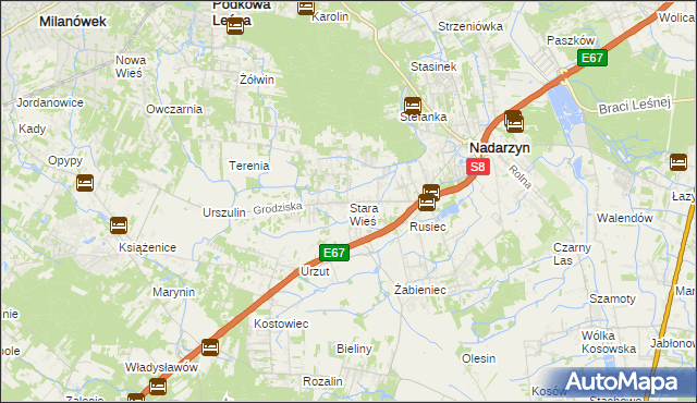 mapa Stara Wieś gmina Nadarzyn, Stara Wieś gmina Nadarzyn na mapie Targeo