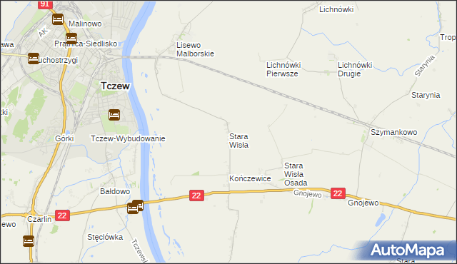 mapa Stara Wisła, Stara Wisła na mapie Targeo