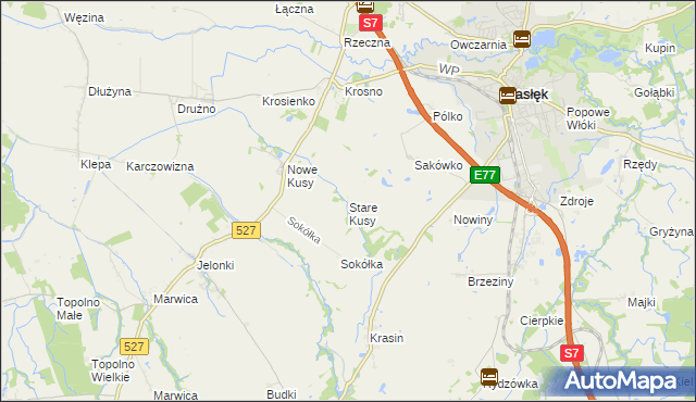 mapa Stare Kusy, Stare Kusy na mapie Targeo