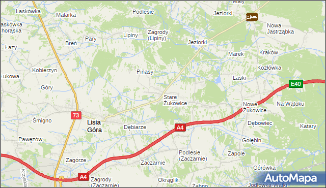mapa Stare Żukowice, Stare Żukowice na mapie Targeo