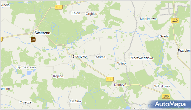 mapa Starza gmina Świerzno, Starza gmina Świerzno na mapie Targeo