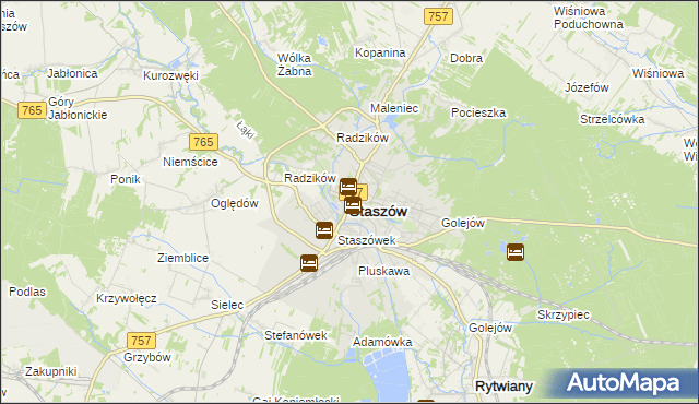 mapa Staszów, Staszów na mapie Targeo