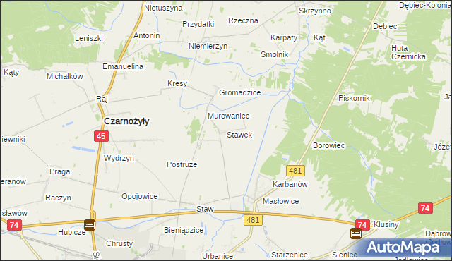mapa Stawek gmina Czarnożyły, Stawek gmina Czarnożyły na mapie Targeo