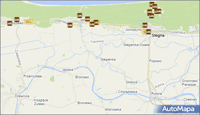 mapa Stegienka, Stegienka na mapie Targeo