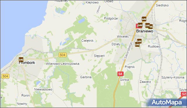 mapa Stępień, Stępień na mapie Targeo