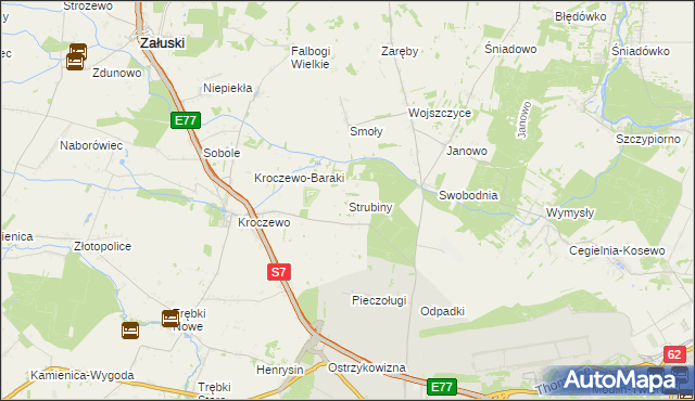 mapa Strubiny gmina Zakroczym, Strubiny gmina Zakroczym na mapie Targeo